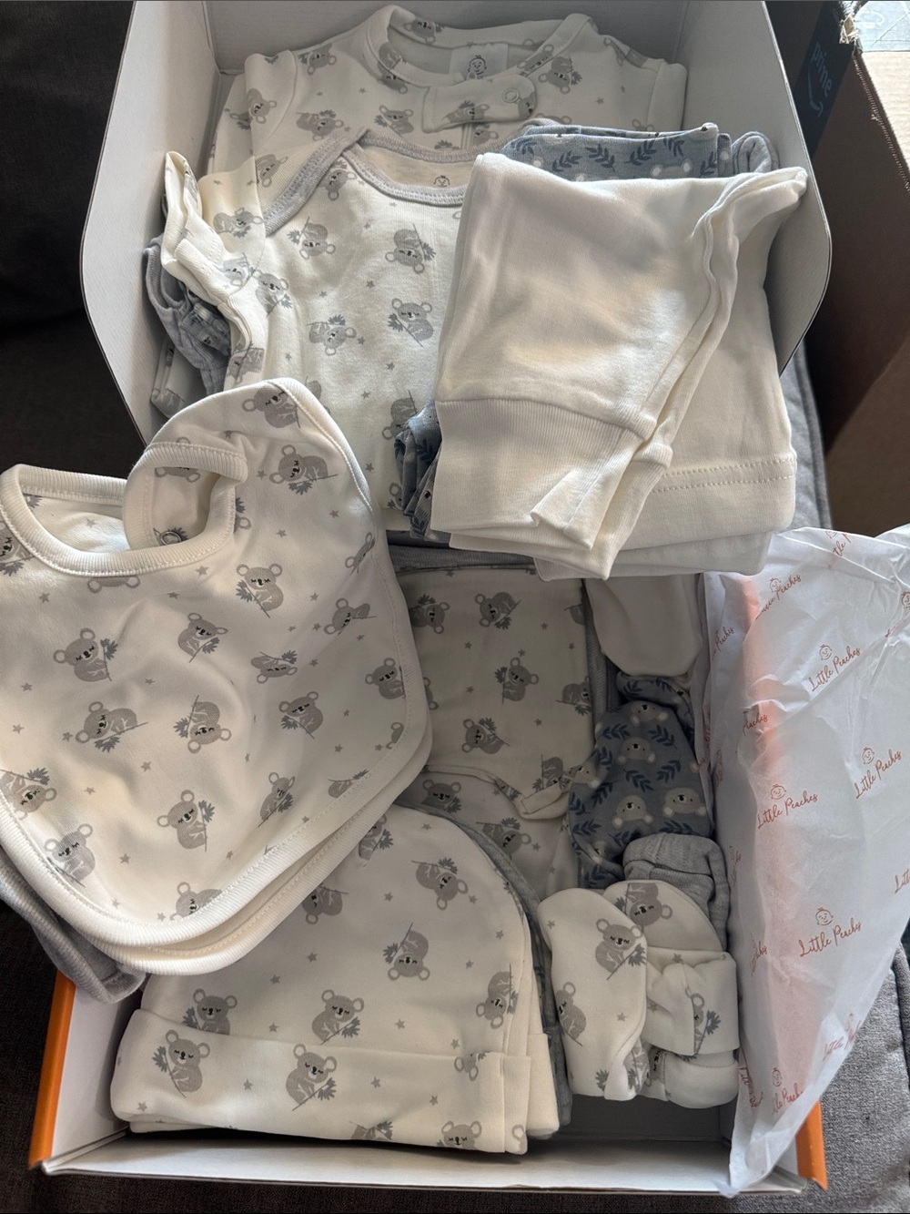 Little Peaches Baby Essentials Box - Orange & White